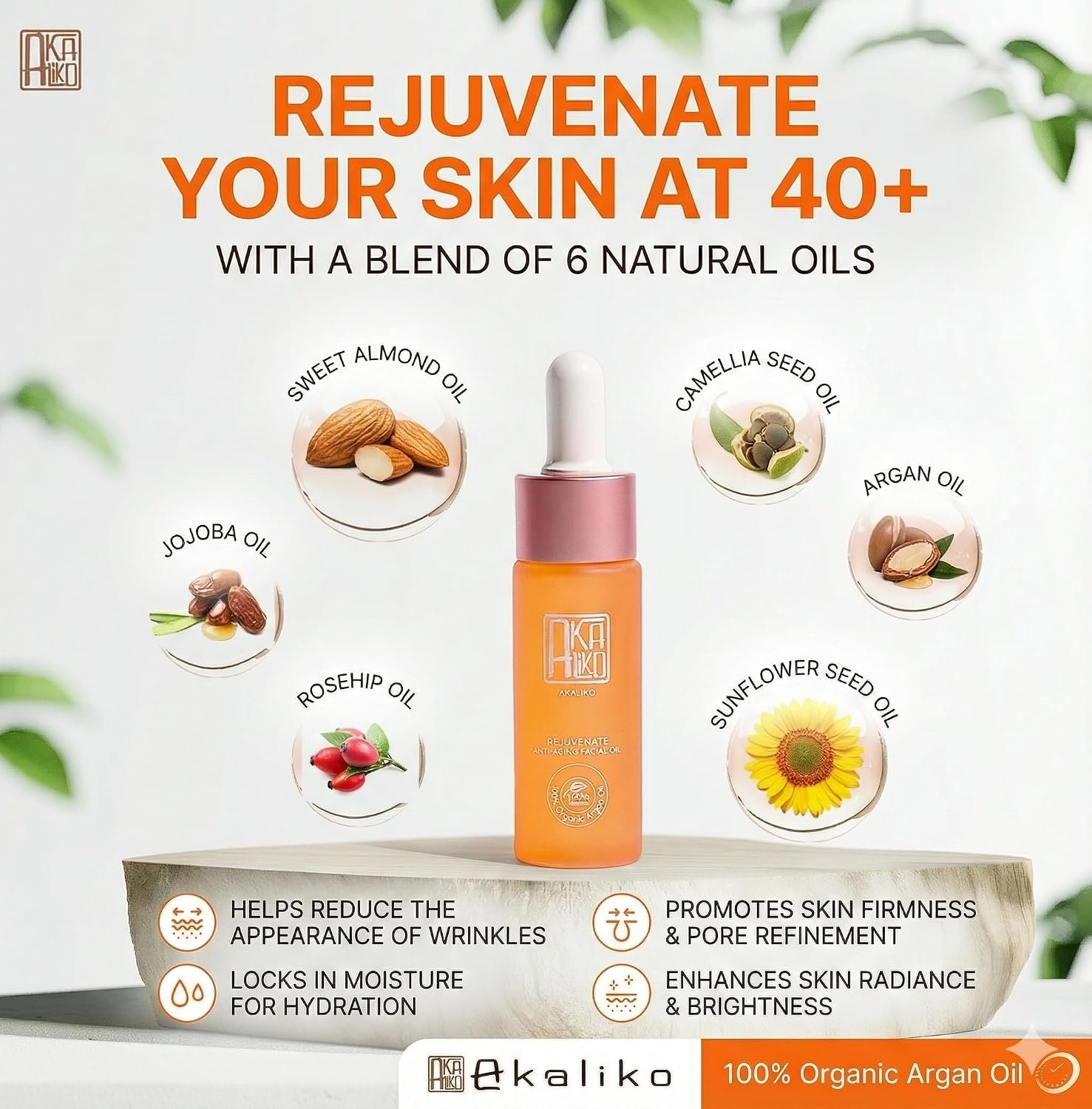 akaliko rejuvenate anti ageing facial oil 4 AKALIKO Rejuvenate Anti-Aging Facial Oil, 30 ml - Image 4